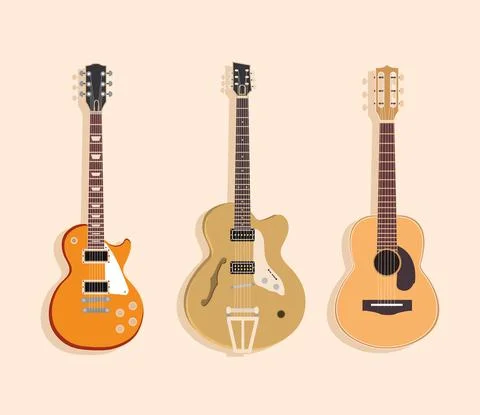 Acoustic and electric guitars string musical instrument Stockillustratie