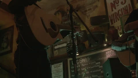 Acoustic Band Performing Live Inside a Pub Stock Footage 343951117