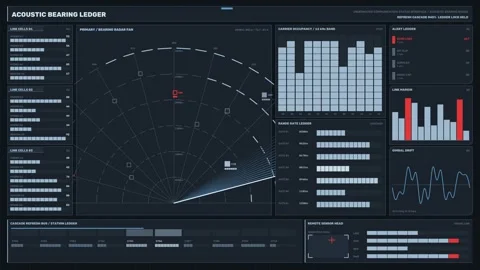 Acoustic Bearing Radar Interface Seamless Loop Stock Footage 342557355