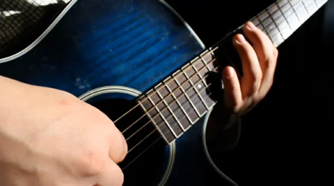 Acoustic chord playing close up Stock Footage 33967897