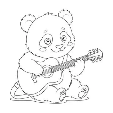 Acoustic cute bear chord vector page guitarist panda playing strings illust.. Stockillustratie