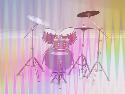 Acoustic drum set on a colored background Illustrazione stock
