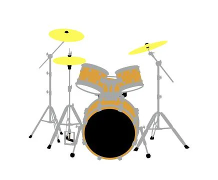 Acoustic drum set isolated on white background Stock-Illustration