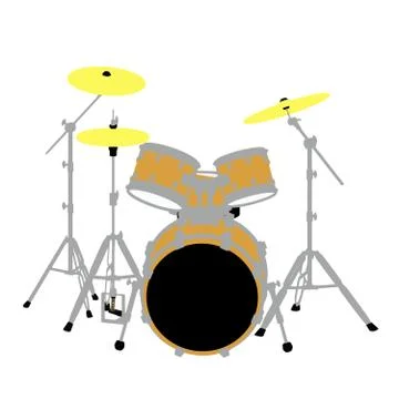 Acoustic drum set view front isolated on white background Stock Illustration