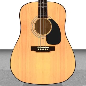 Acoustic Guitar: 6 String: C4D Format 3D Model