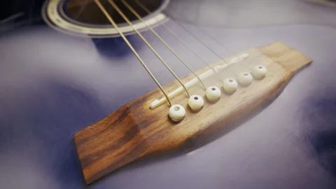 Acoustic Guitar Bridge and Strings in Swirling White Smoke Stock Footage 325879502