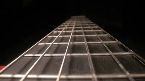 Acoustic Guitar Detail, Fretboard Closeup Stock Footage