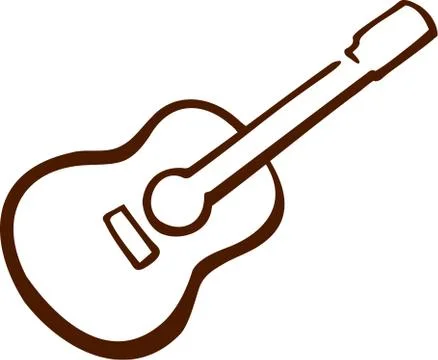 Acoustic guitar drawn Stock Illustration