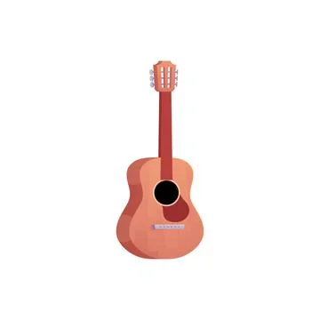 Acoustic guitar flat icon, stringed musical instrument vector illustration Stock Illustration