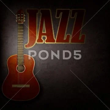 Acoustic guitar on gray Stock Illustration