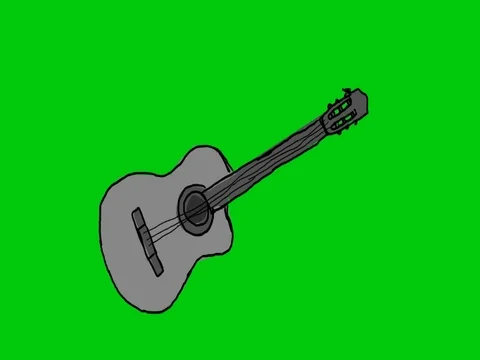 Acoustic Guitar - Hand Drawn - Green Screen - SD Stock Footage