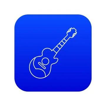 Acoustic guitar icon blue vector Illustrazione stock