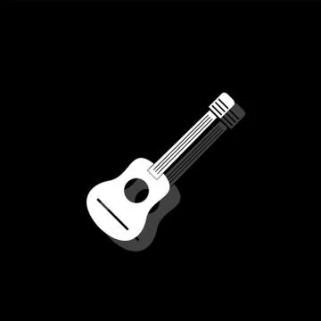Acoustic guitar icon flat Stock Illustration