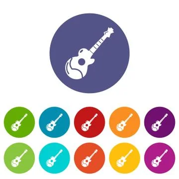 Acoustic guitar icons set vector color Illustrazione stock