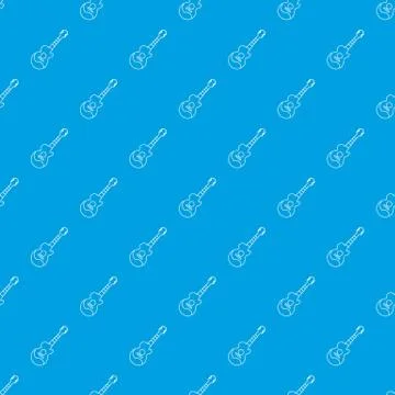 Acoustic guitar pattern seamless blue Illustrazione stock