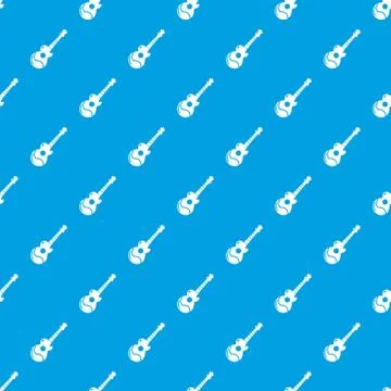 Acoustic guitar pattern vector seamless blue Stock Illustration