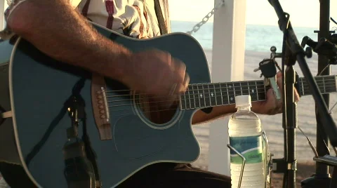 Acoustic Guitar Player Stock Footage 755330