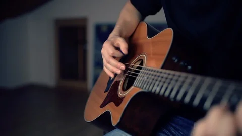 ACOUSTIC GUITAR PLAYER Stock Footage 129808174
