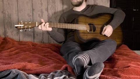 Acoustic guitar playing Stock Footage 130152188