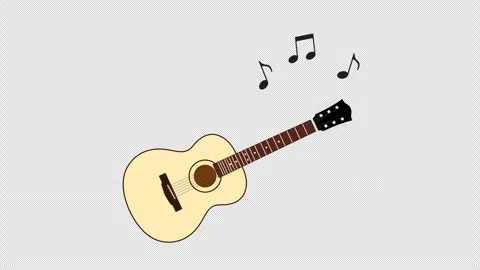 Acoustic Guitar Playing Musical Notes 4K Loop Transparent Alpha Video stock 334351382