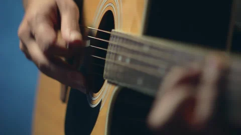 Acoustic guitar playing in studio Stock Footage 265253653