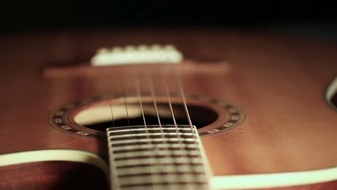 Acoustic guitar on the stage Stock Footage