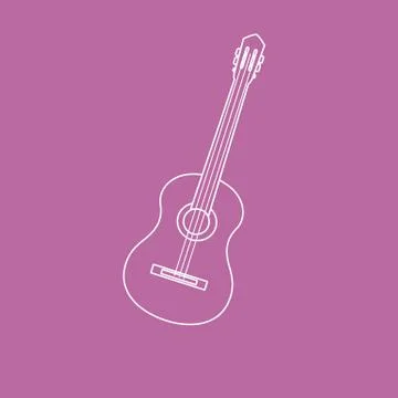 Acoustic guitar. String musical instruments. Stock Illustration