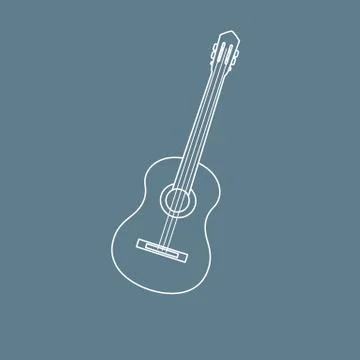 Acoustic guitar. String musical instruments. Stock Illustration