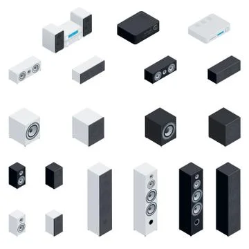 Acoustic isometric set Stock Illustration