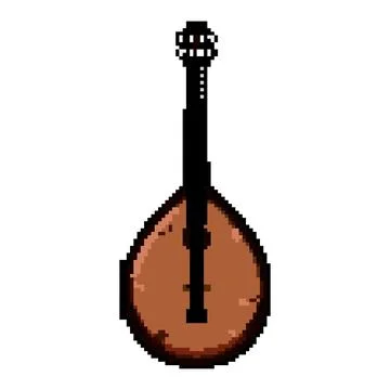 Acoustic mandolin pixel art vector illustration Illustrazione stock