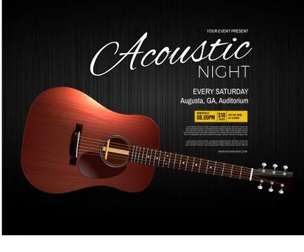 Acoustic Night Live Performance Event Poster Illustrazione stock
