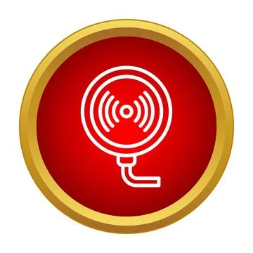 Acoustic sound waves sensor icon red button Illustrazione stock