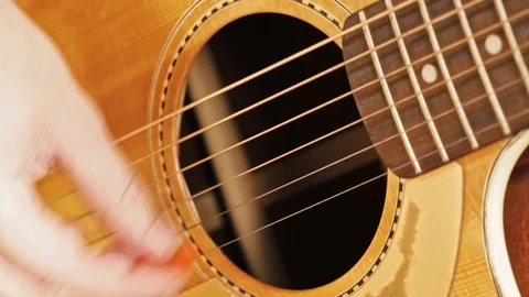 Acoustic Strumming Close Up Stock Footage