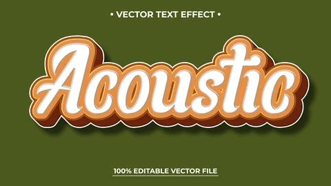 Acoustic Vector Text Effect with Retro Style on Olive Green Background Illustrazione stock