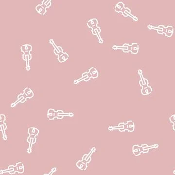 Acoustic violin line vector seamless pattern black 库存插图
