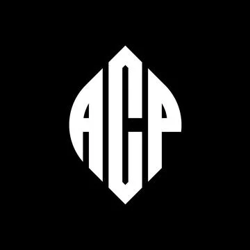 ACP circle letter logo design with circle and ellipse shape. ACP ellipse letter Stock Illustration