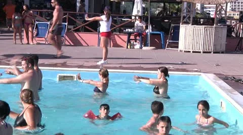 Acqua gym in pool. Stock Footage 11516350
