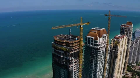 Acqualina Estates Sunny Isles Beach Construction Progress Drone Stock-Footage 167560153