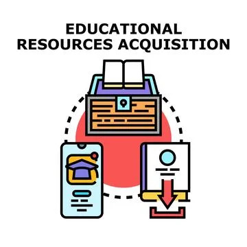 Acquiring educational resources for online e learning and knowledge Illustrazione stock