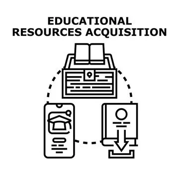 Acquiring educational resources for online e learning and knowledge Stock Illustration