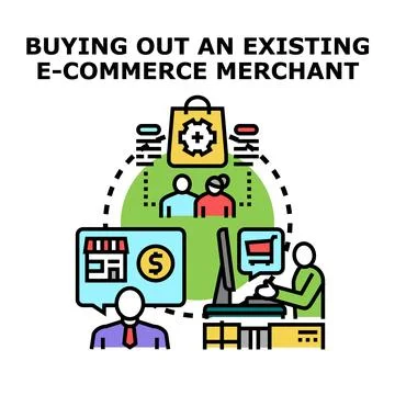 Acquiring existing e commerce business merchant for online shopping sale Stock Illustration