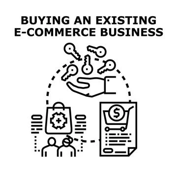 Acquiring an existing e commerce business concept illustration Stock Illustration