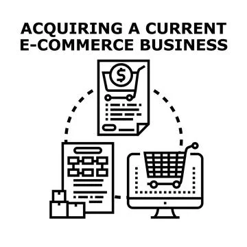 Acquiring existing e commerce business concept illustration Stock Illustration