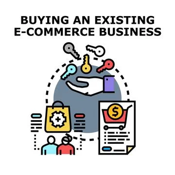 Acquiring an existing e commerce business concept illustration Stock Illustration