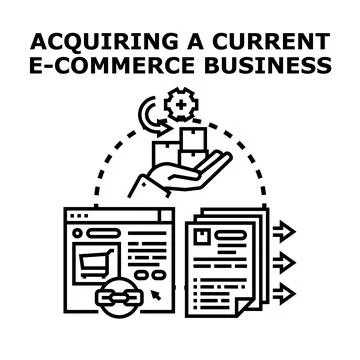 Acquiring existing e commerce business operations and assets Stock Illustration