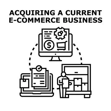 Acquiring existing e commerce business operations management Stock Illustration
