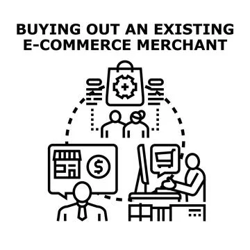 Acquiring existing e commerce business merchant for online shopping sale Stock Illustration