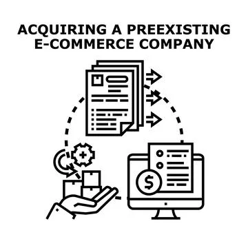 Acquiring existing e commerce company digital transaction process Stock Illustration