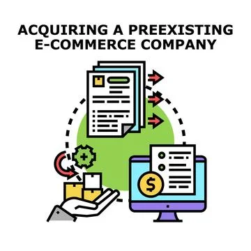 Acquiring existing e commerce company digital transaction process Stock Illustration