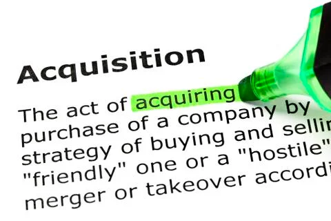 'acquiring' highlighted, under 'acquisition' Stock Photos